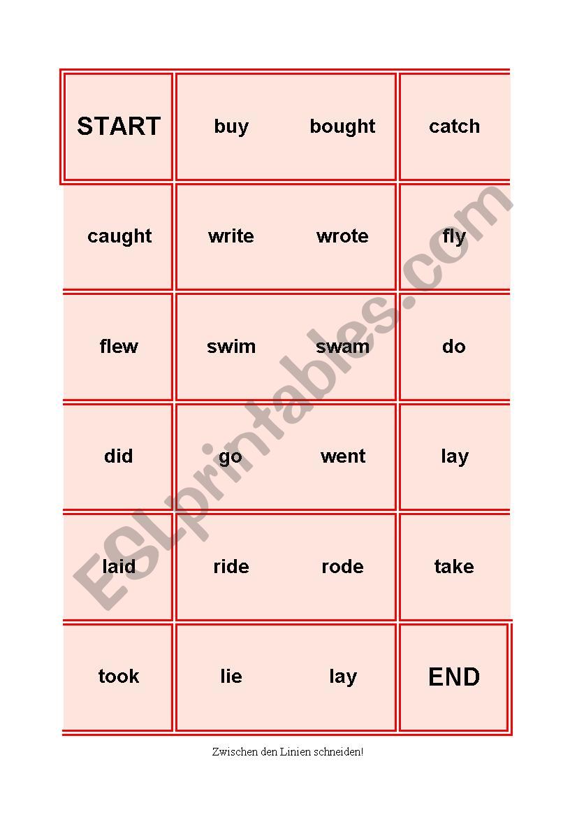 domino - irregular verbs worksheet