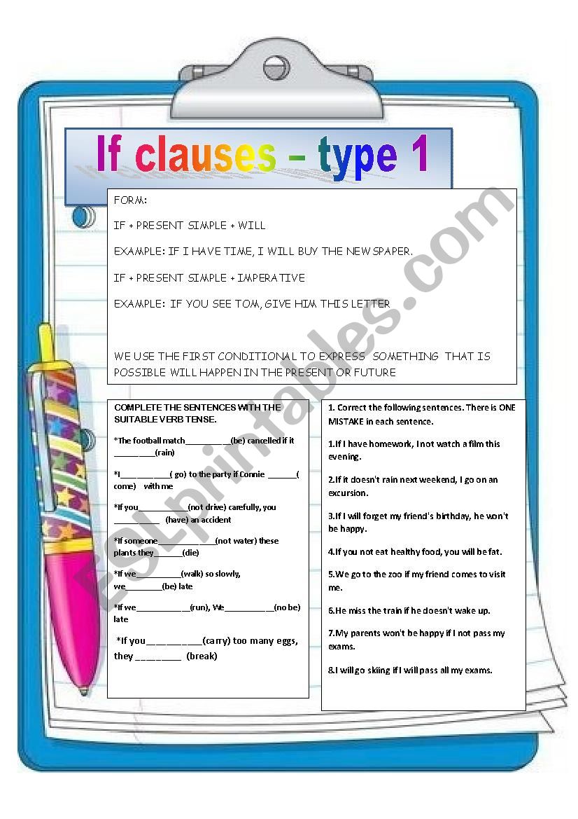 First conditional worksheet worksheet