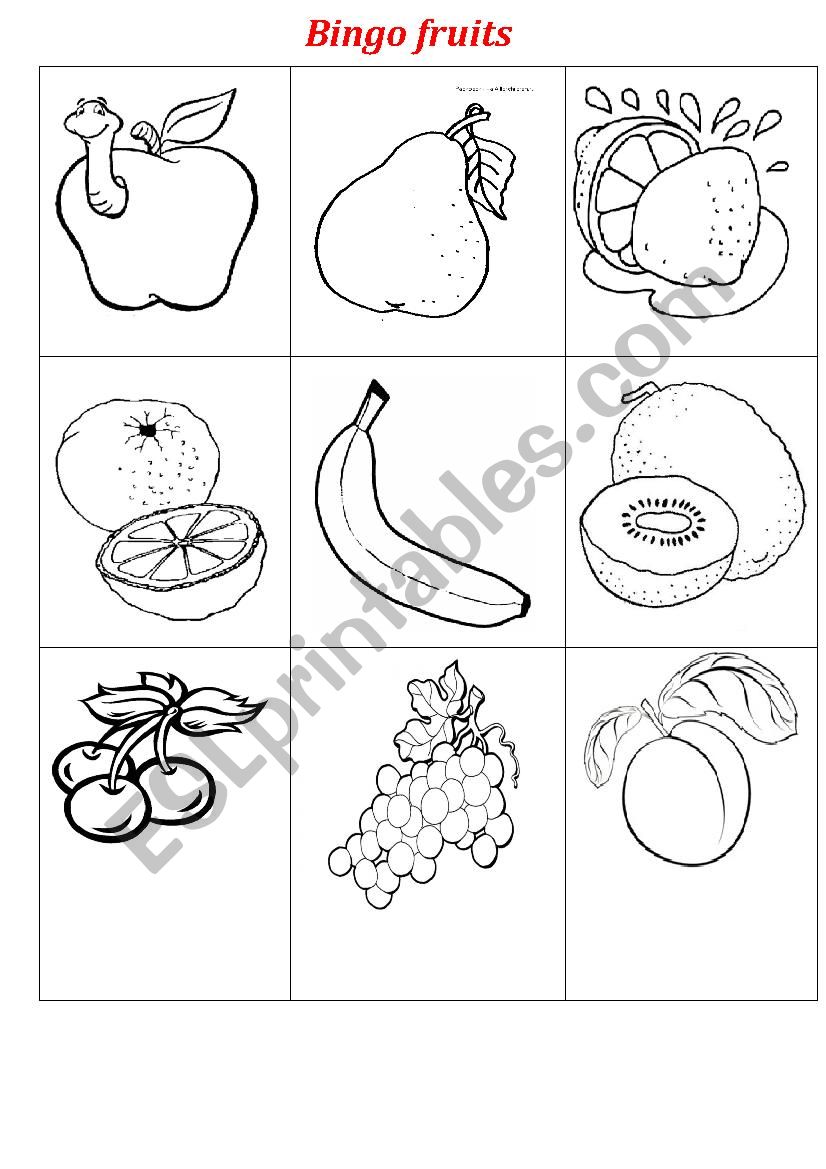 Fruit bingo worksheet