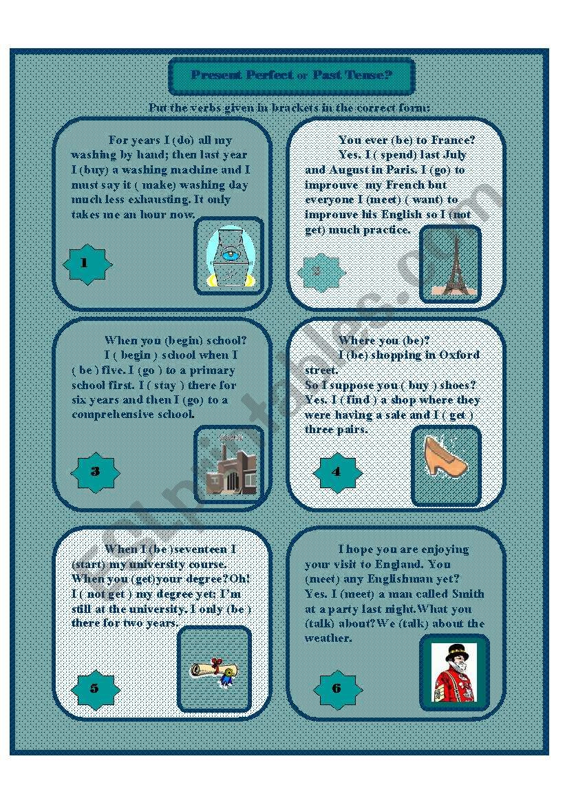 Past Tense or Present Perfect worksheet