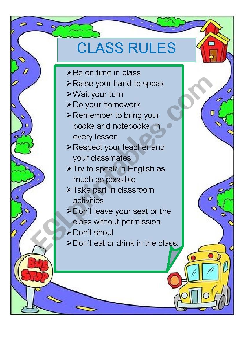 class rules worksheet