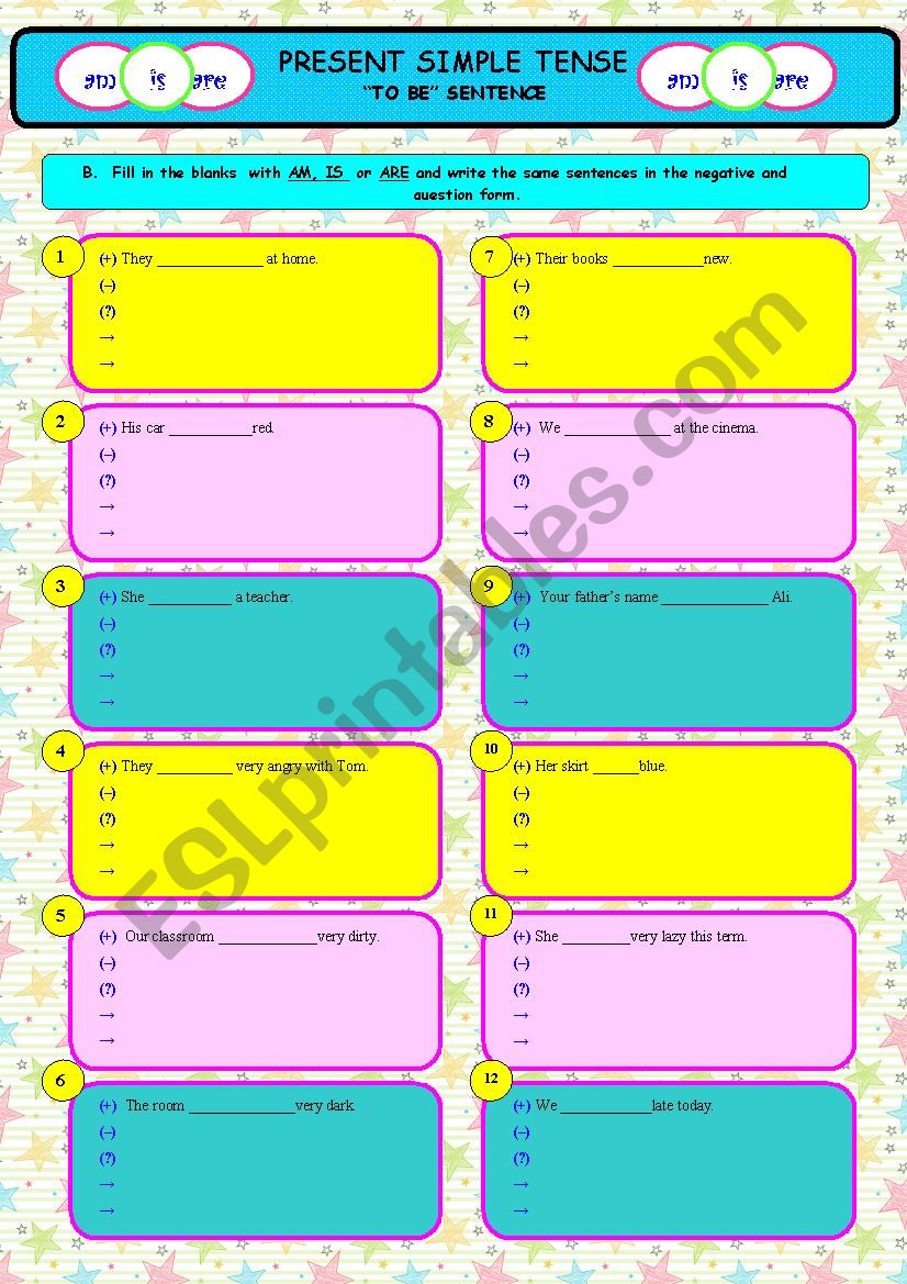 PRESENT SIMPLE TENSE 2 (TO BE SENTENCE)