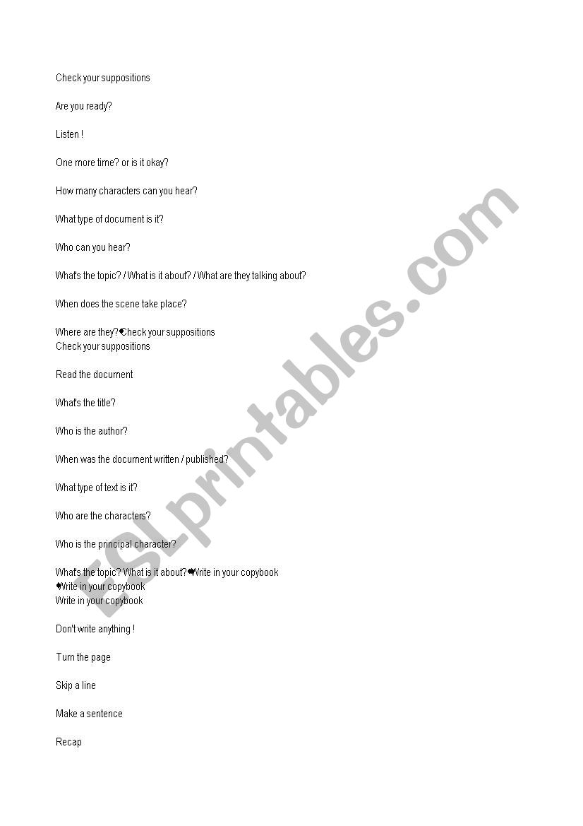 CLASSROOM ENGLISH worksheet