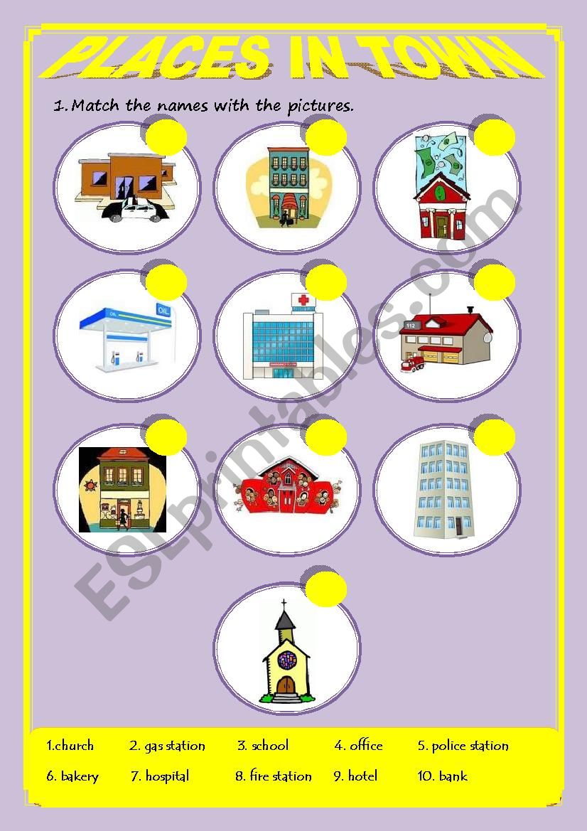 Places in town worksheet