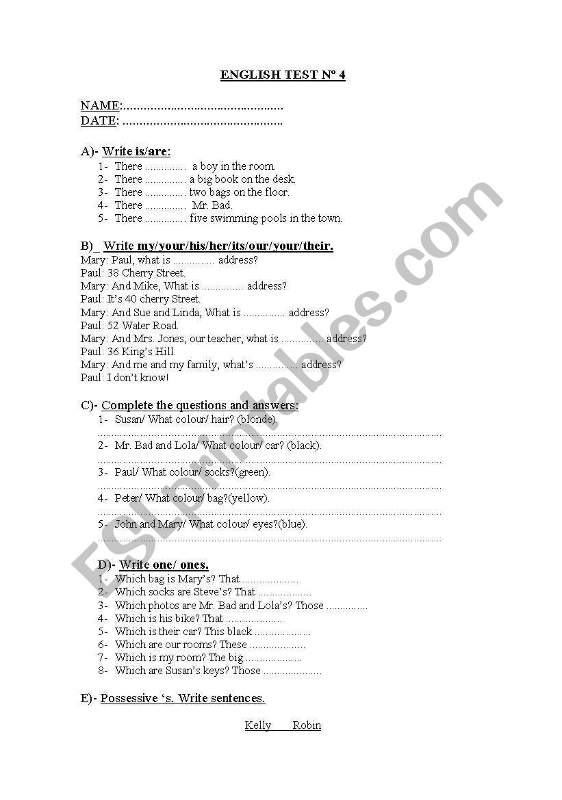 ENGLISH TEST worksheet