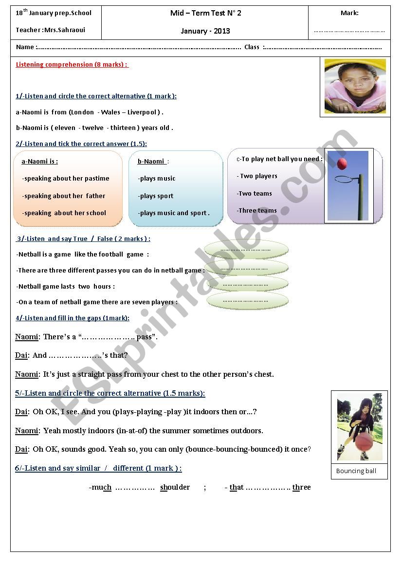 mid-term test n2 (8th forms) worksheet