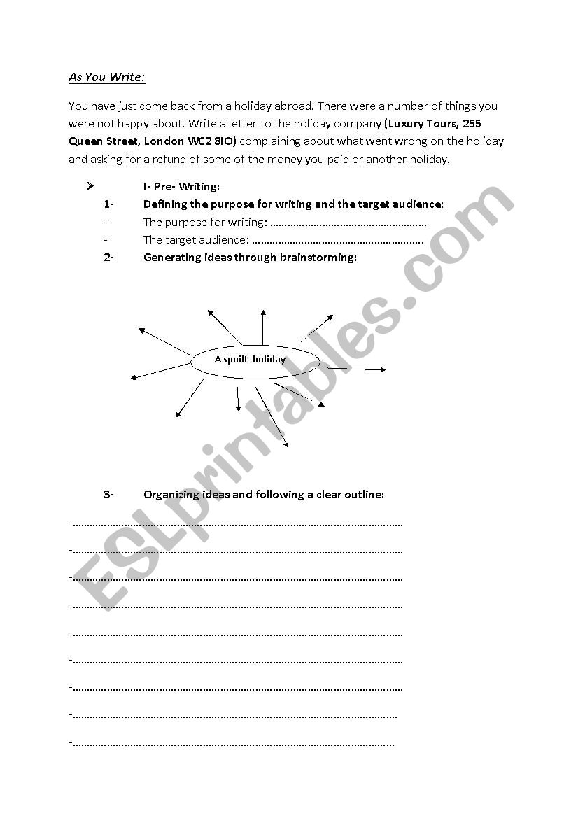 writing as a process worksheet