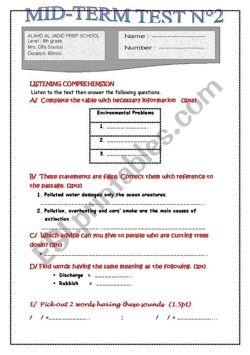 9th f.global test 2 worksheet