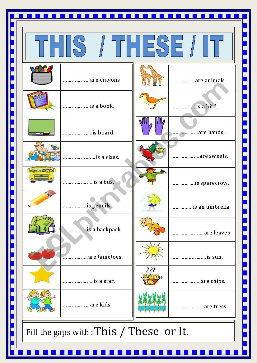 This / These / It worksheet