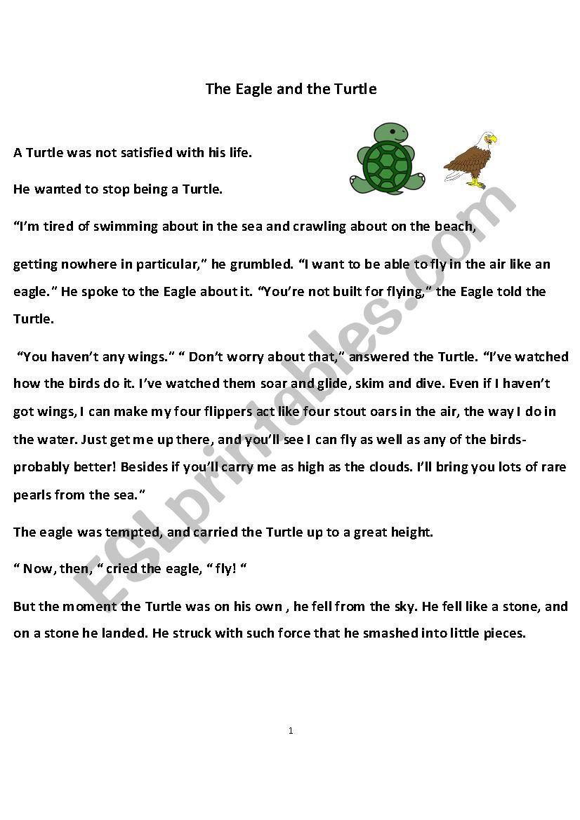 The Turtle and the Eagle worksheet