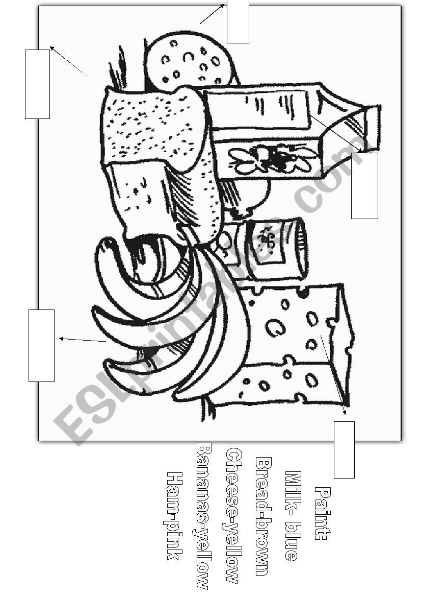 food and colours worksheet