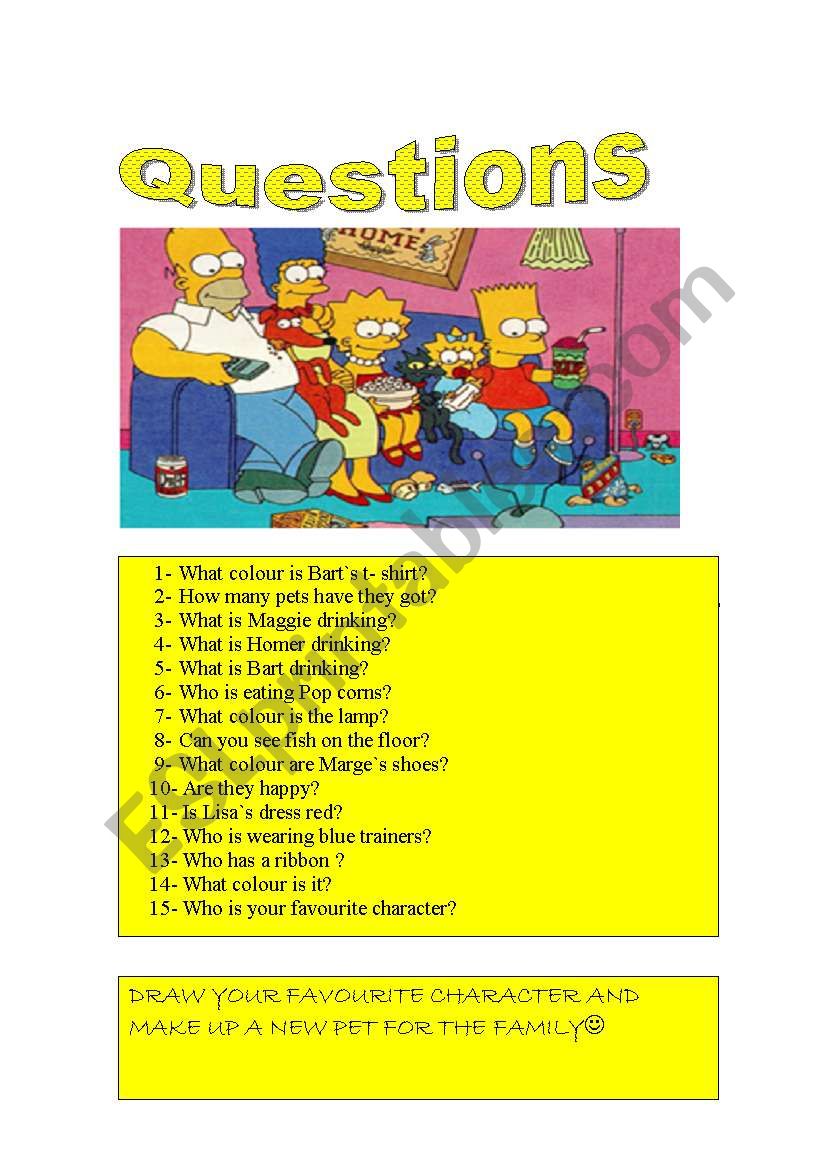THE SIMPSONS   QUESTIONS worksheet