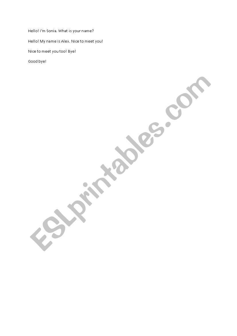 Hello introduction worksheet