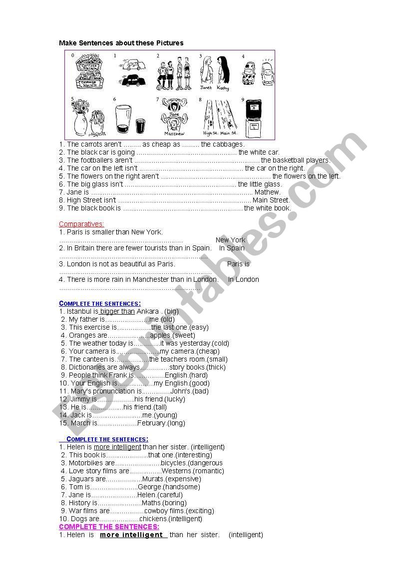 Comparatives worksheet