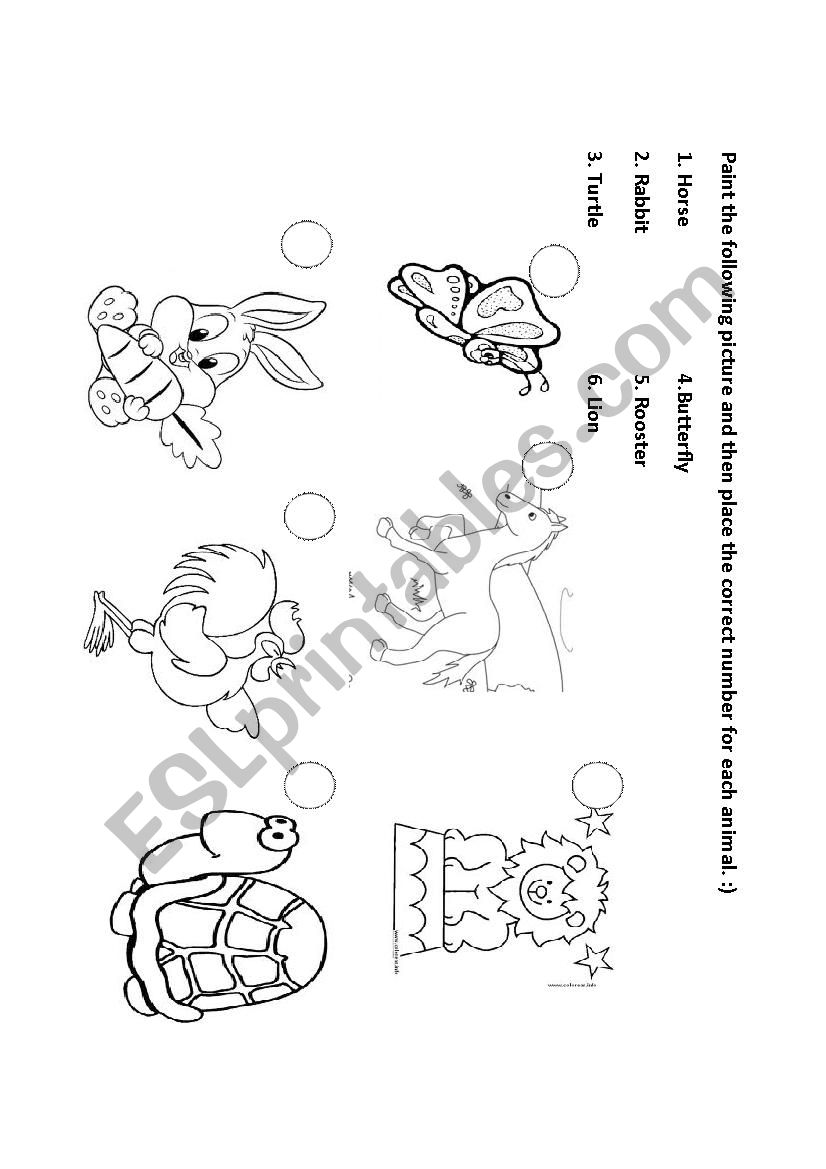 Animals worksheet