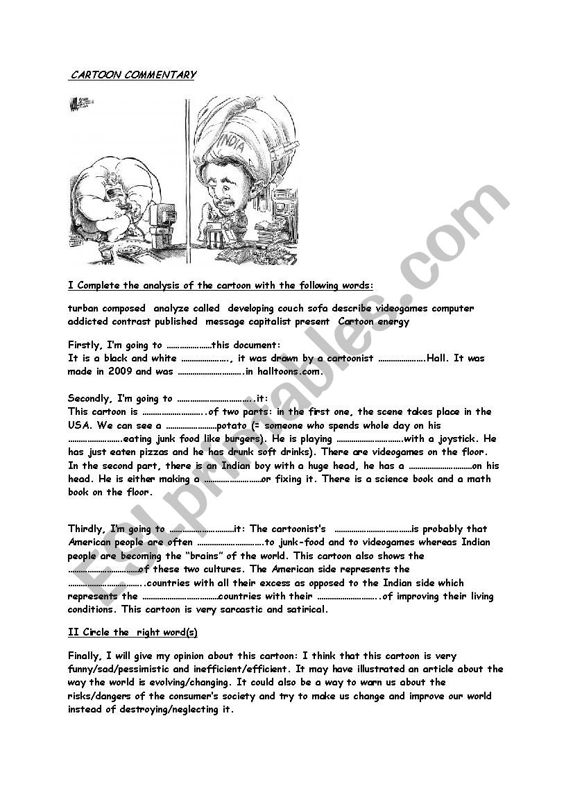 INDIA VS USA CARTOON  worksheet