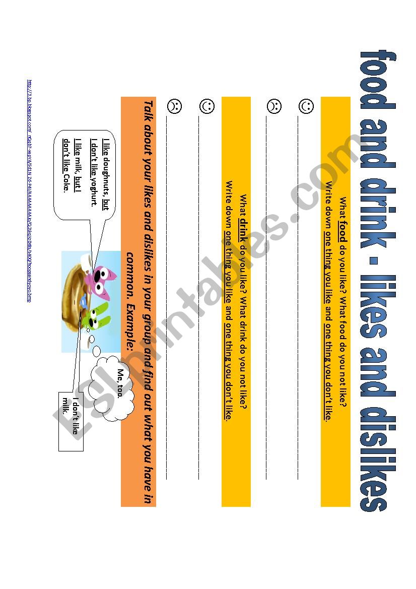 food and drink - likes and dislikes 