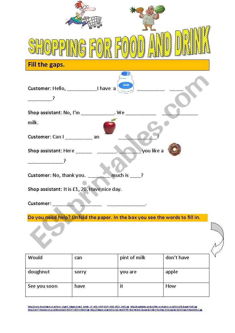 Shopping for food and drink  including quantity vocabulary 