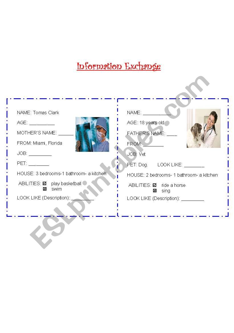 Information Exchange worksheet