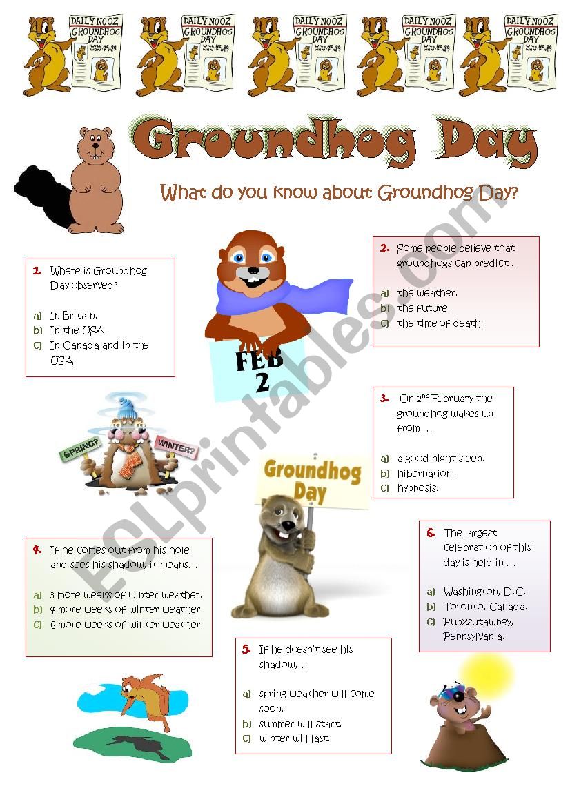 GROUNDHOG DAY - 2nd February - Quiz