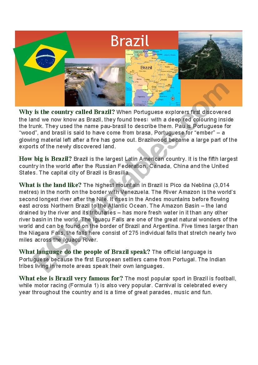 Brazil- Carnival worksheet