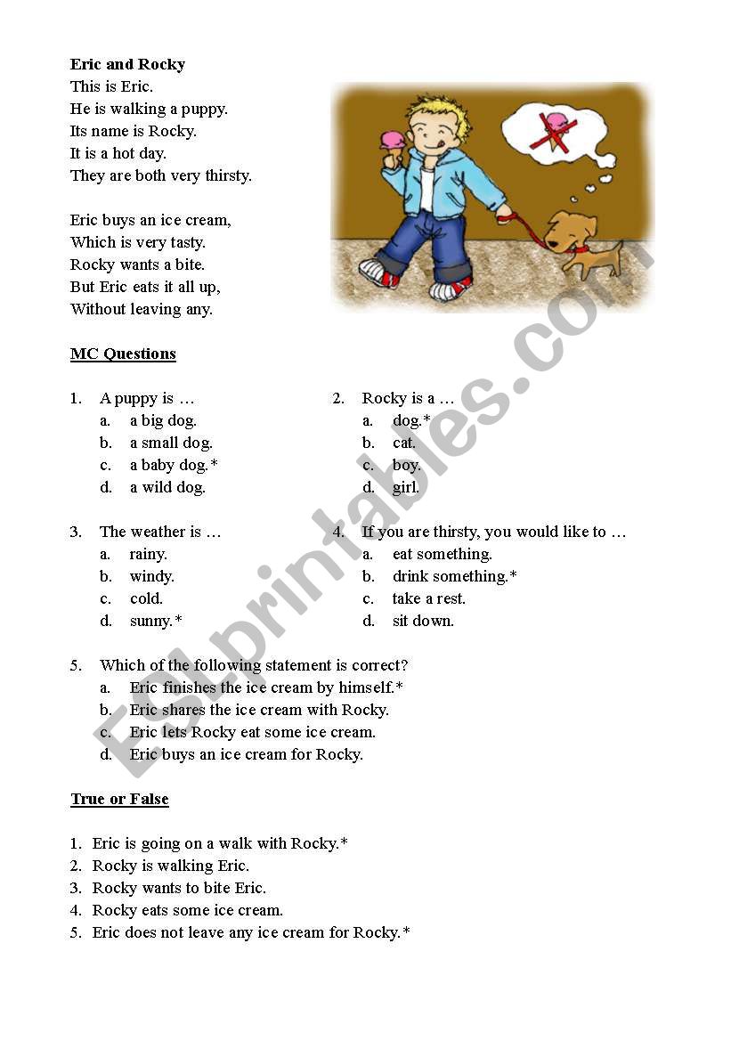 Eric and Rocky worksheet