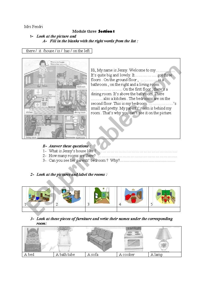 Alys house worksheet