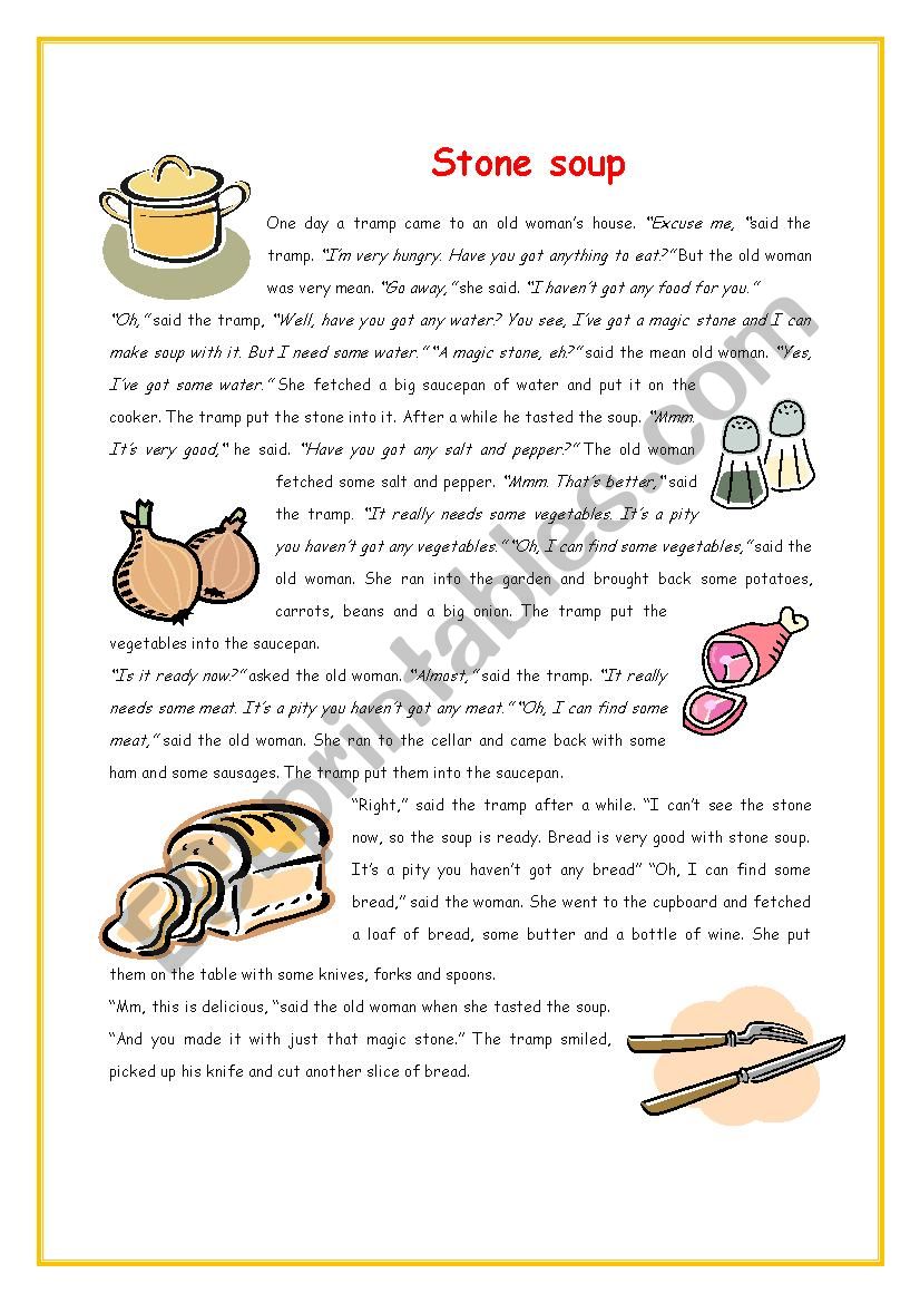 Stone soup 1 + KEY worksheet