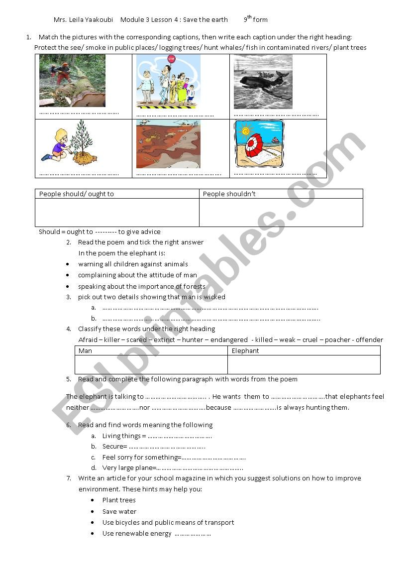 module 3 lesson 4 save the earth 