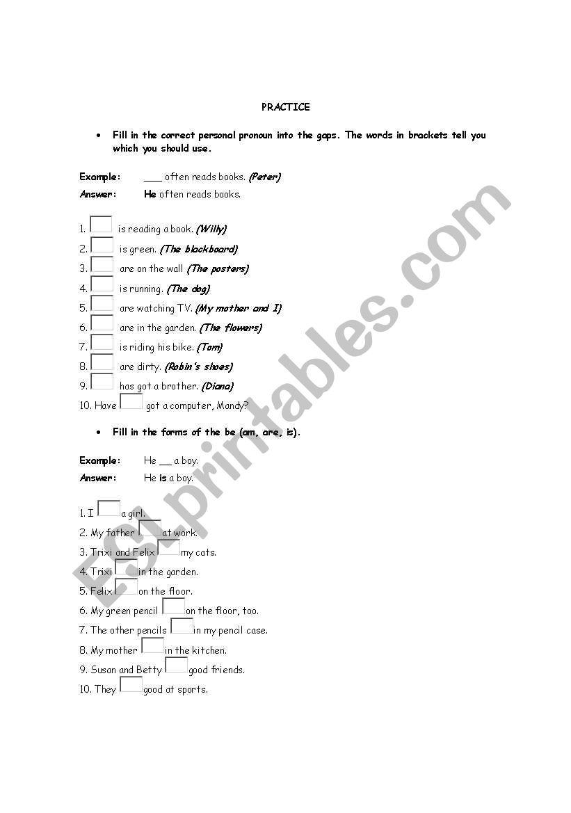 VERB TO BE worksheet