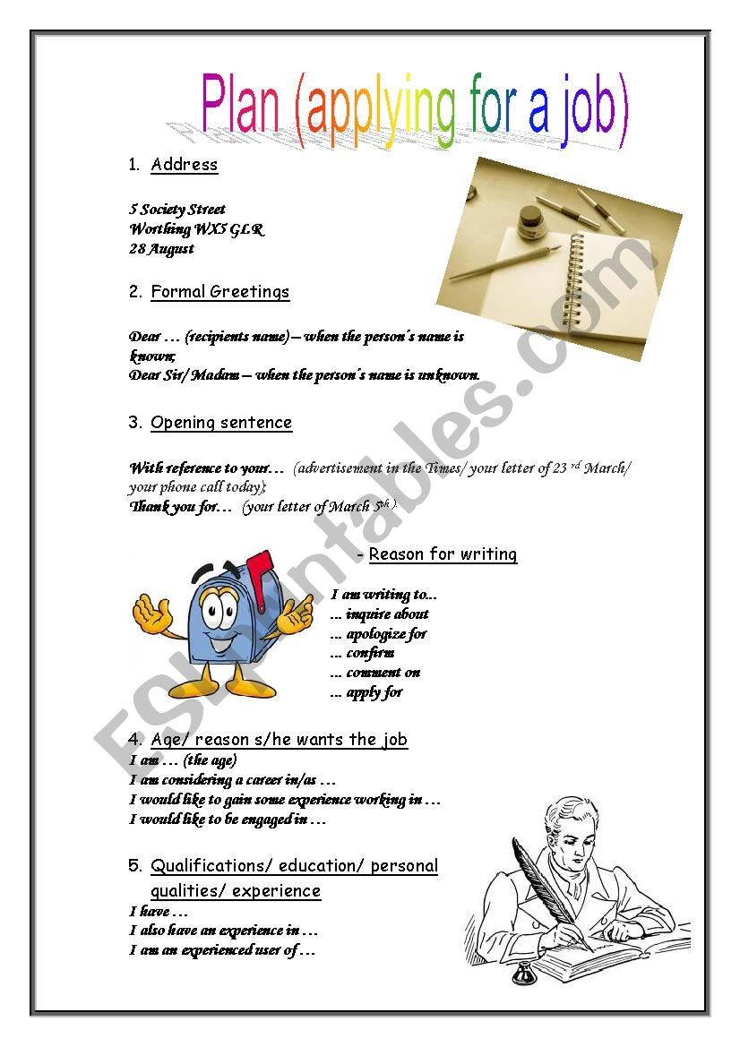 Formal letter writing worksheet