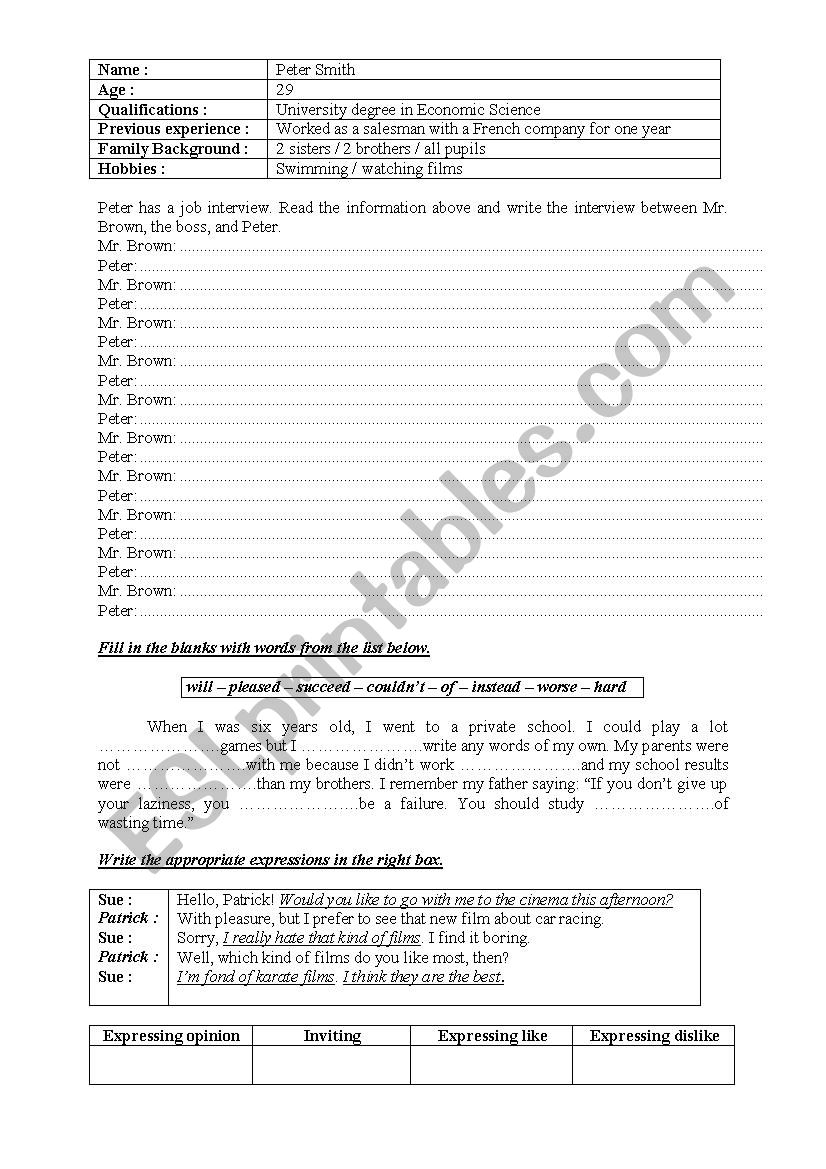 9th Form Worksheet 41 worksheet