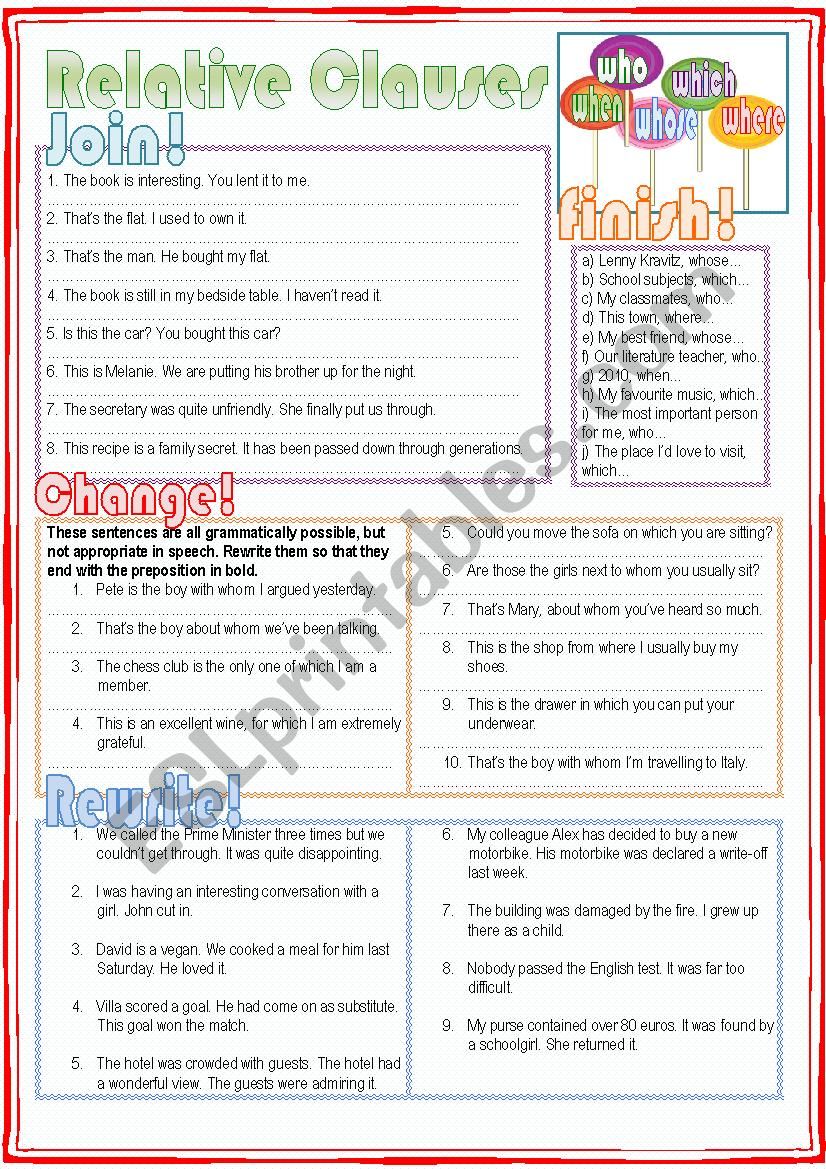 Clauses worksheet