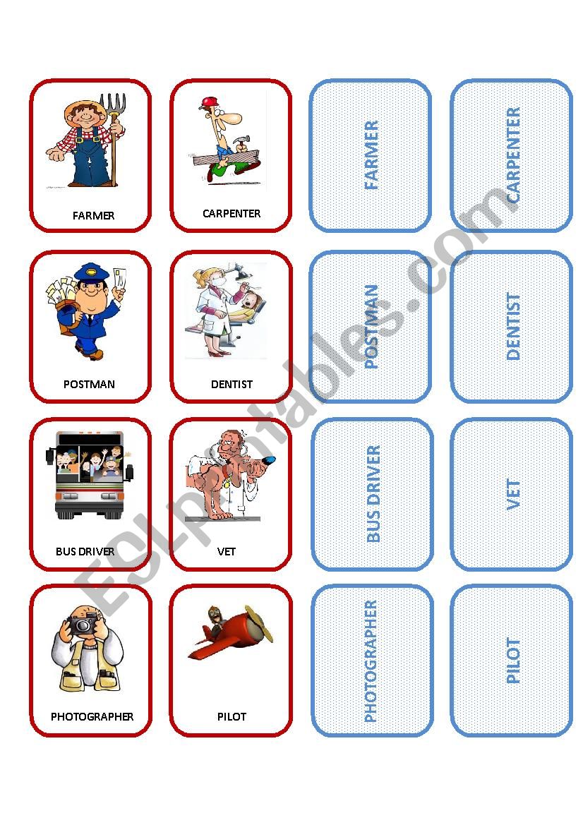 Jobs Flashcards-Memo Game 2/2 worksheet
