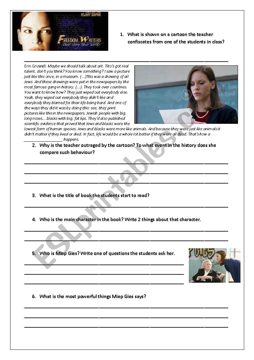 Freedom Writers Film worksheet