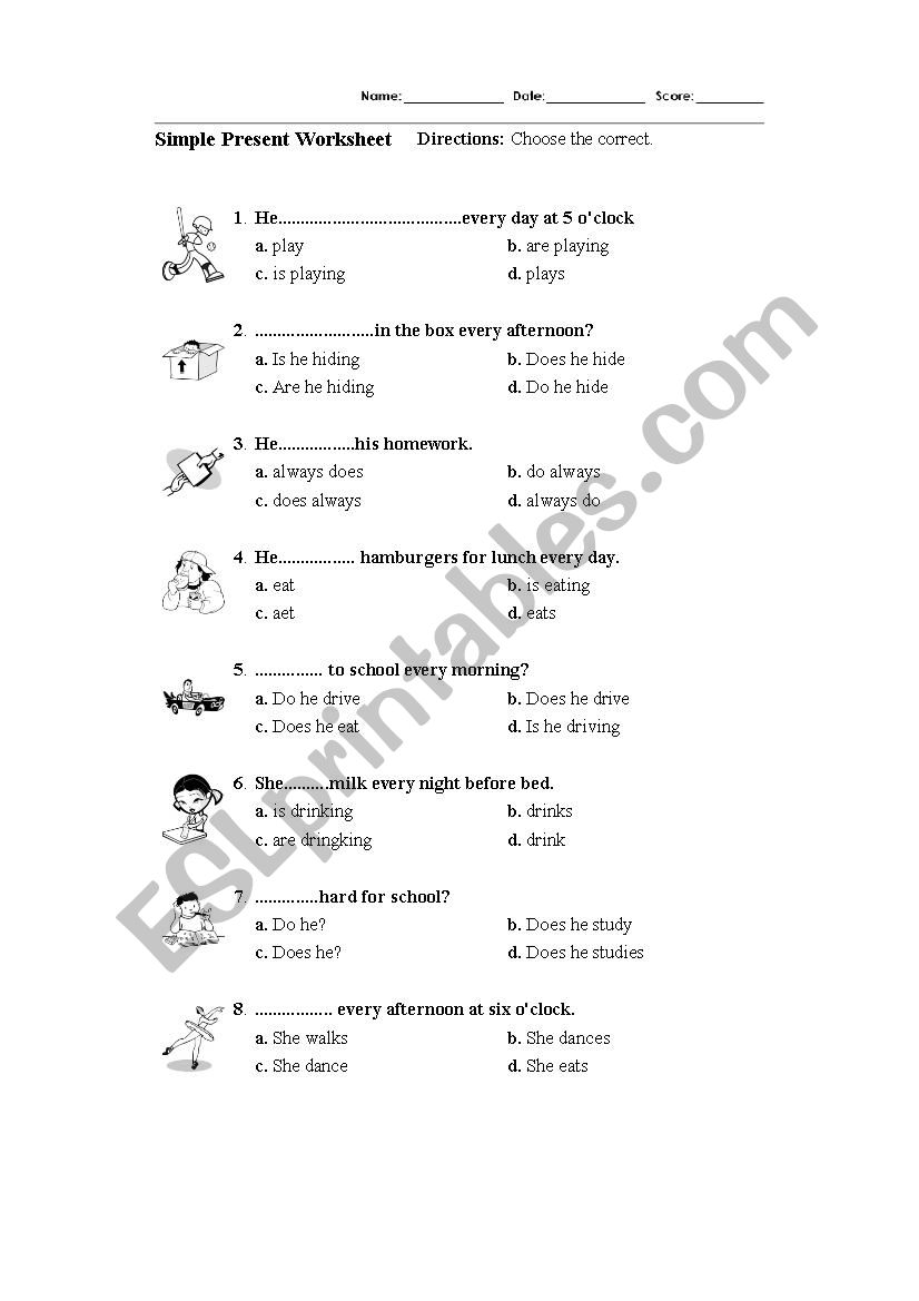 Simple Present Tense worksheet