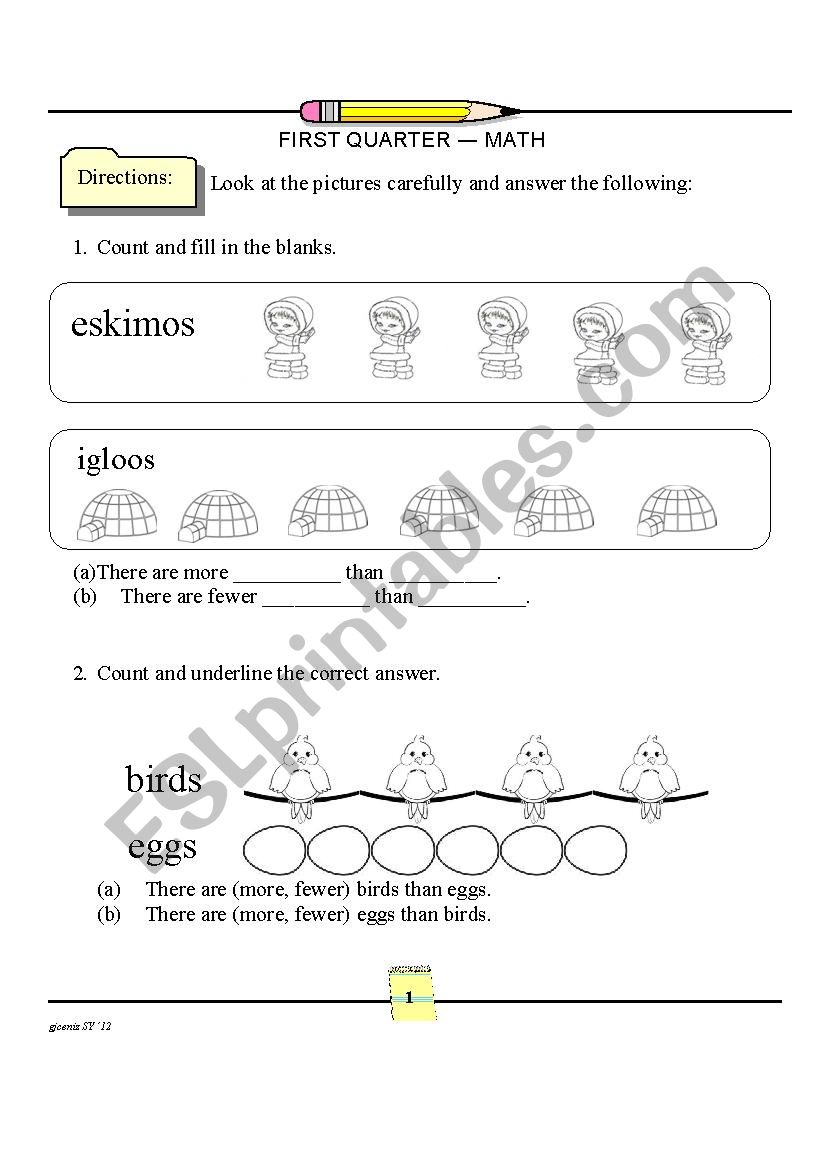 comparing numbers worksheet