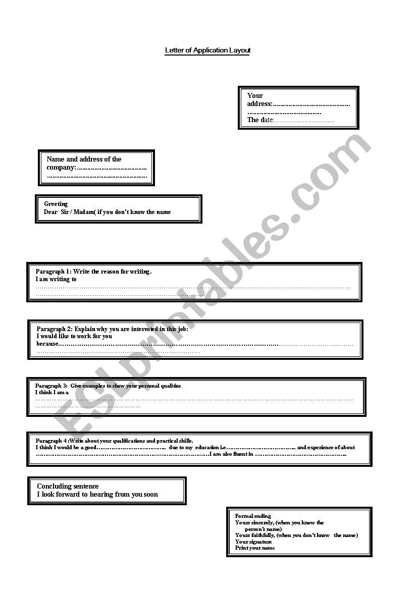 letter or application worksheet