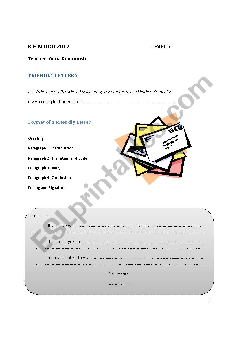 IGCSE Friendly letters and narratives