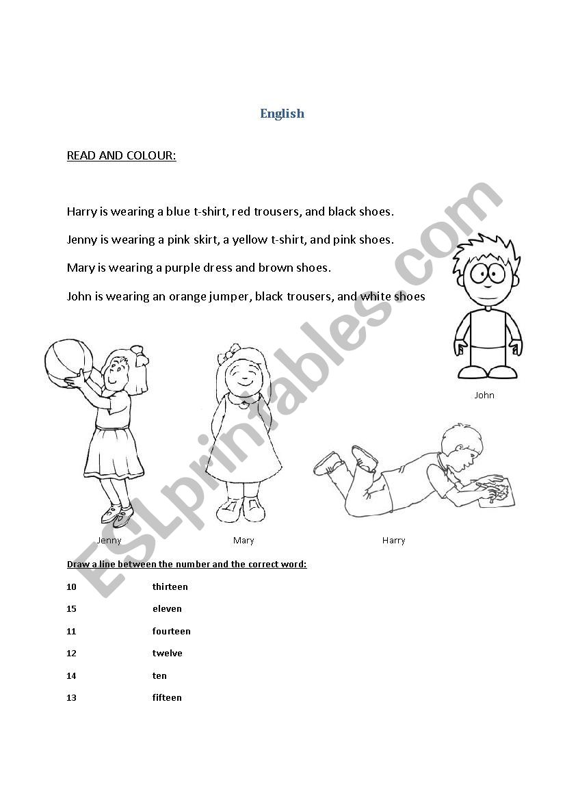 Read and colour worksheet