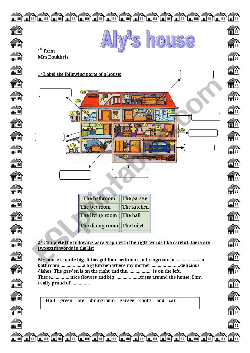 Alys house worksheet