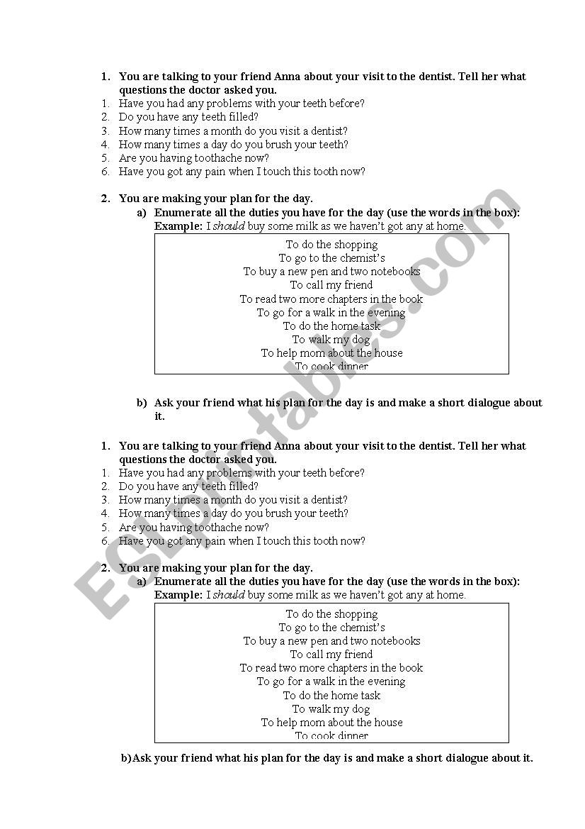 reported speech worksheet