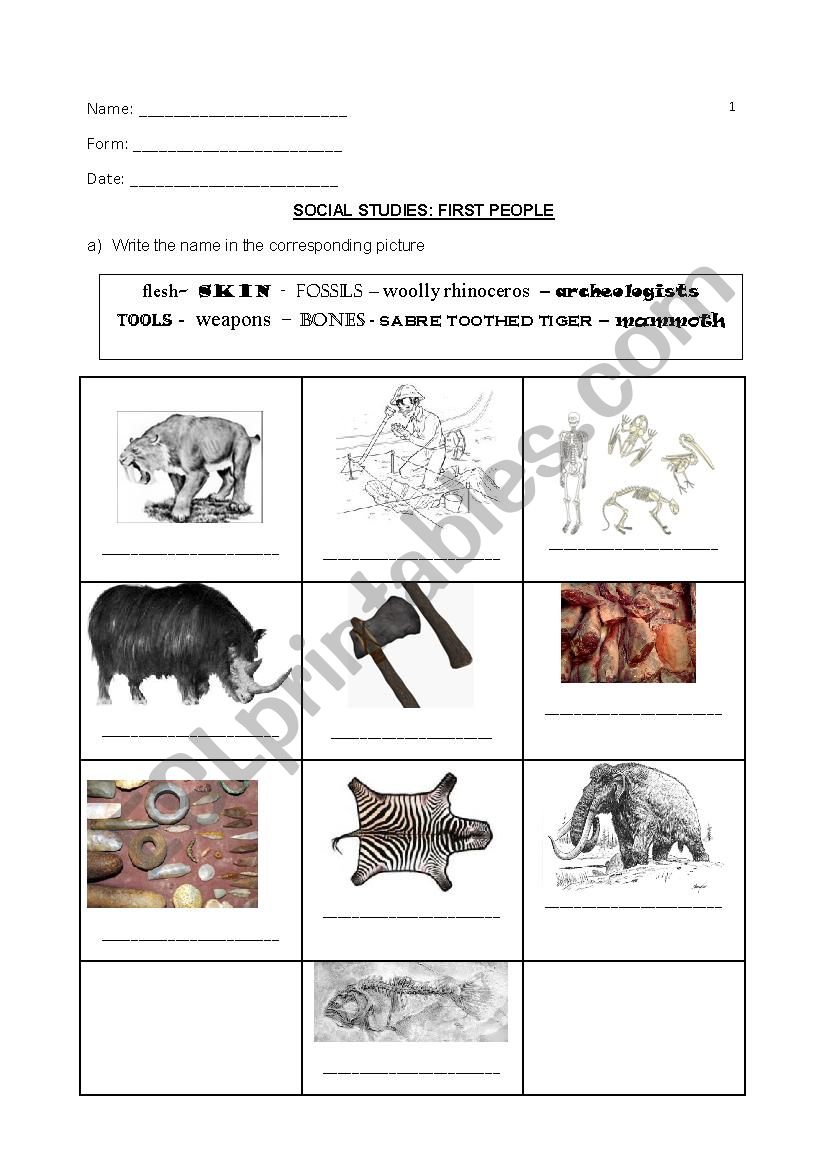 Who were the first people?  worksheet