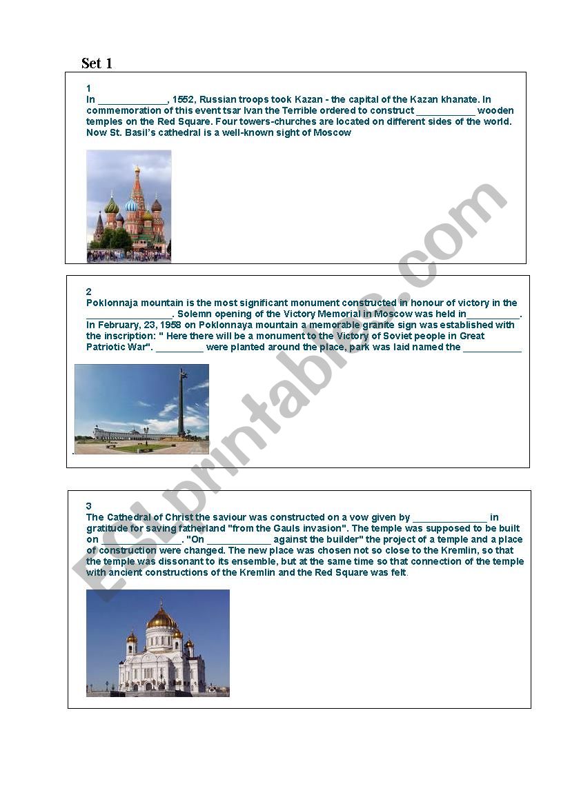A trip to Moscow 1 worksheet