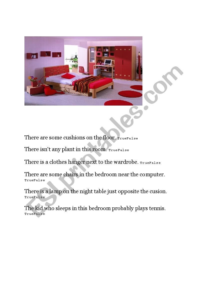 describing a room worksheet