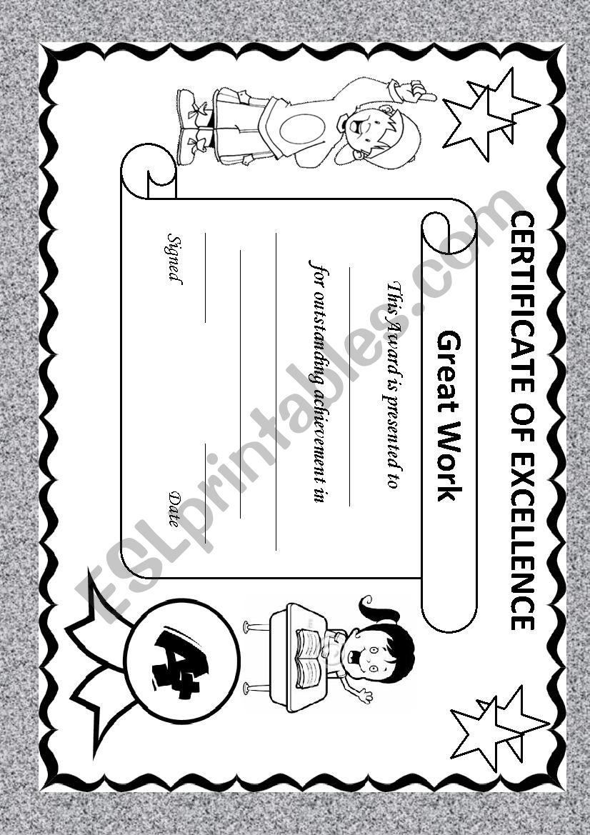 Certificate worksheet