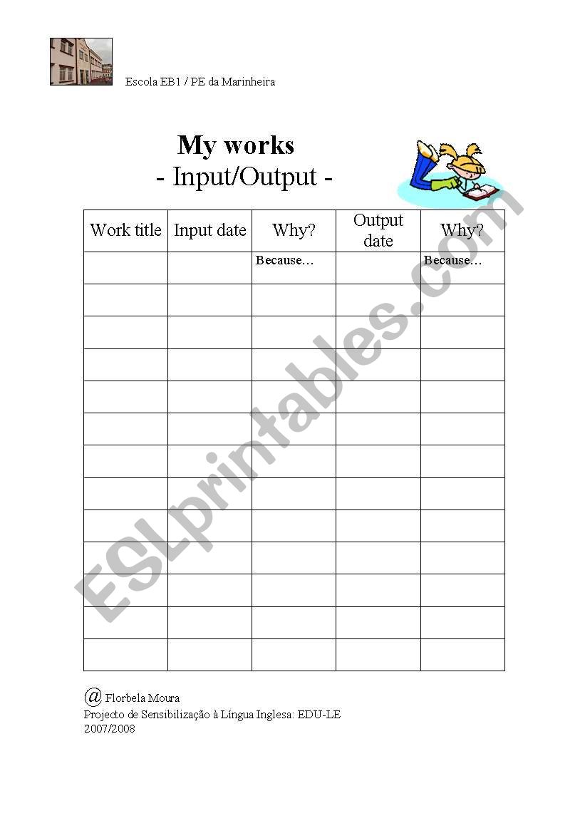 My Portfolio worksheet