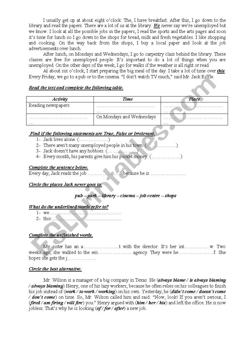 9th Form Worksheet 42 worksheet