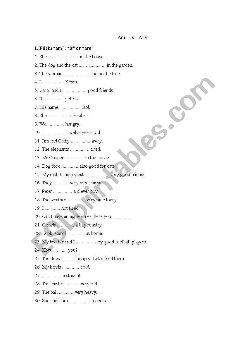 to be in present simple worksheet