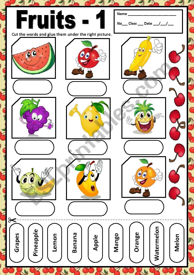 FRUITS -1 worksheet